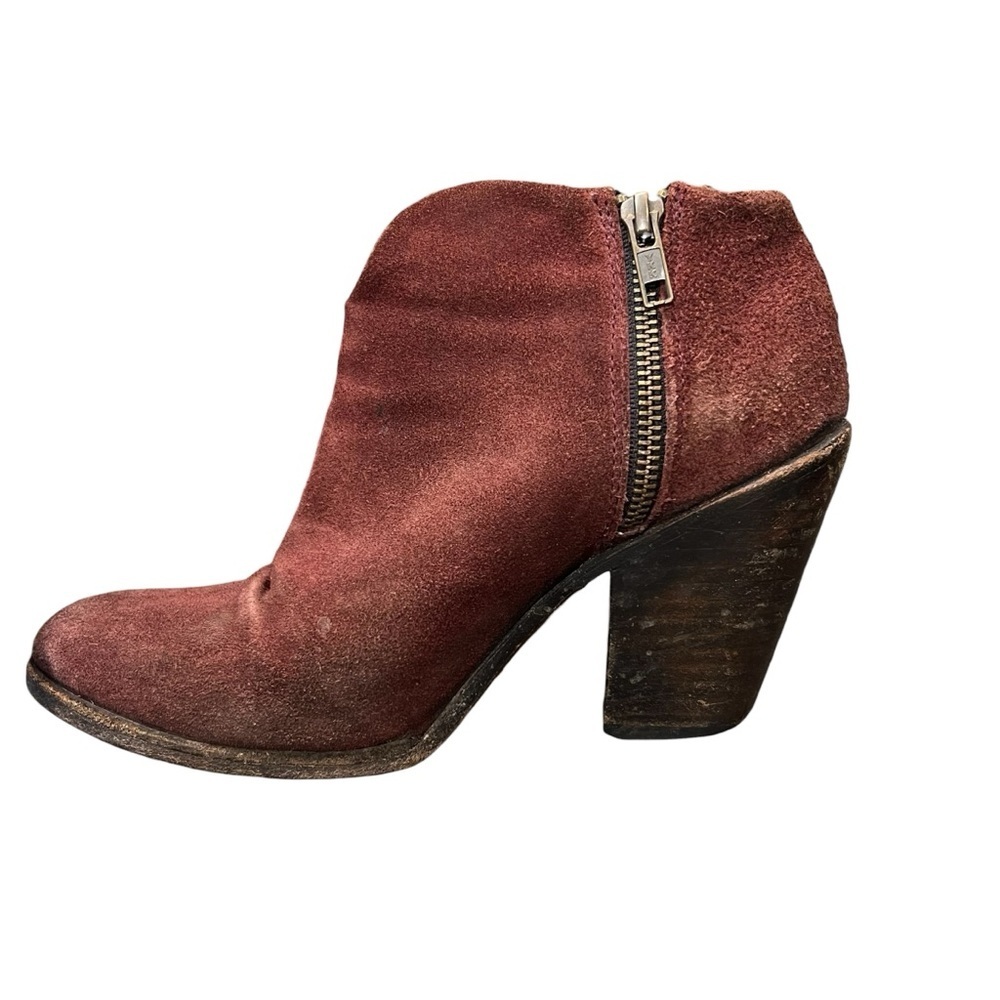 FREEBIRD Detroit Suede Leather Boots Booties Maroon Burgundy Brown Size 8 - Picture 4 of 14